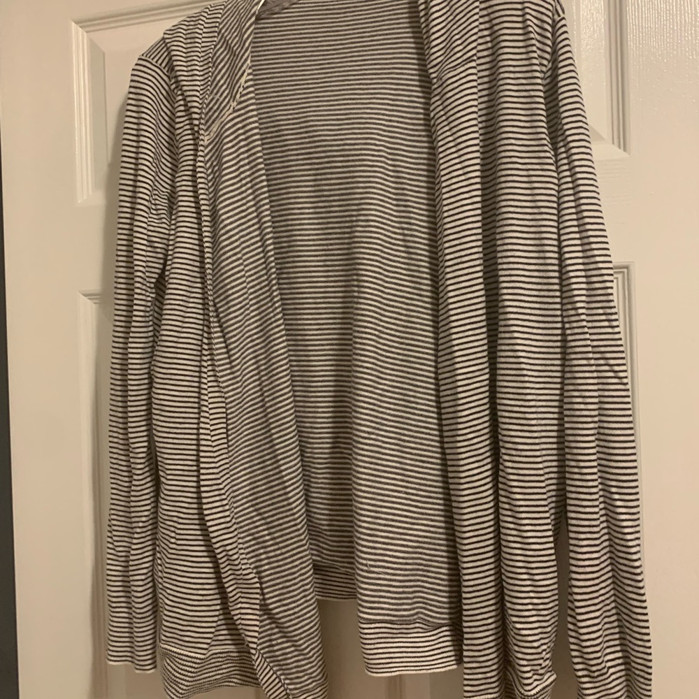 Navy and White Striped Loft Open Cardigan